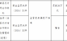 洛南县农村信用合作联社被罚30万元：因监管报表填报不准确