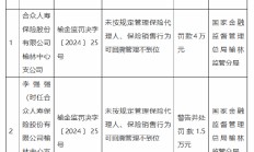 合众人寿榆林中心支公司被罚4万元：因未按规定管理保险代理人 保险销售行为可回溯管理不到位